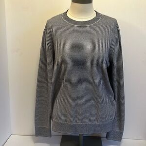 BONOBOS Navy Blue and White Crew Neck Long Sleeve Sweater Women's Size Large